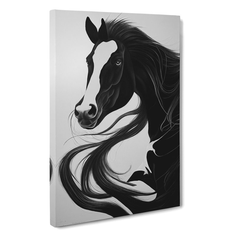 Monochrome Horse No.6 - Wrapped Canvas, 50cm H x 35cm W x 3cm D