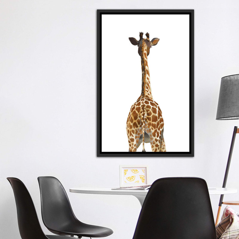 Art girafe bout à bout, Toile avec cadre noir, H 60 po x l 40po x P 1,5 po