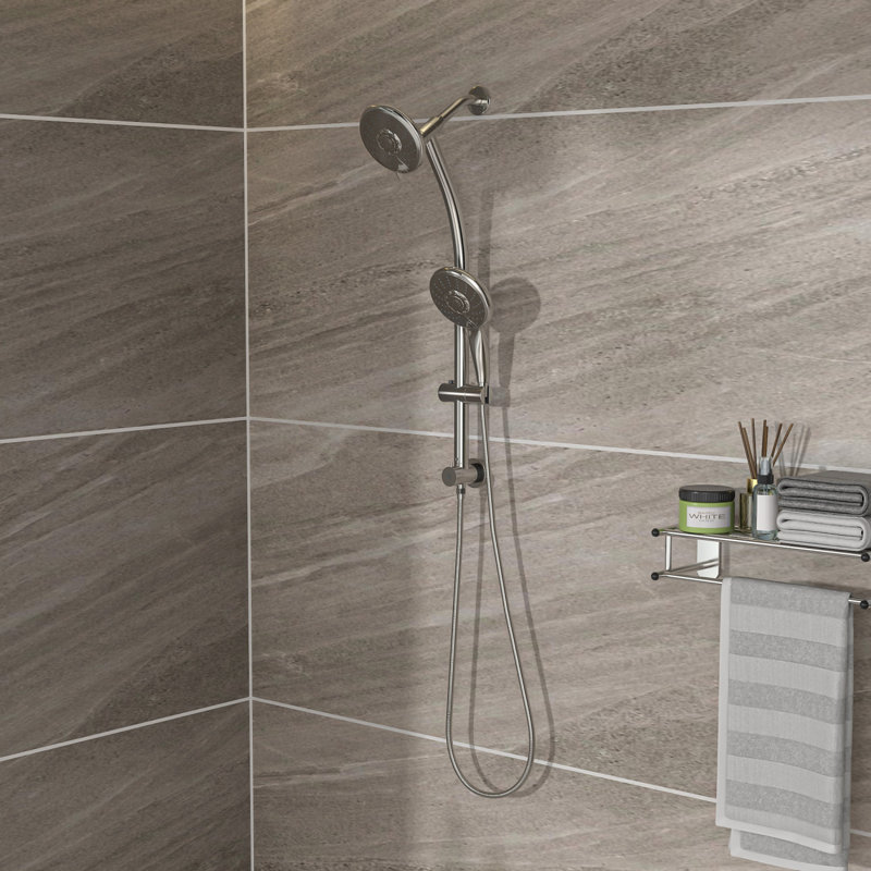 5" Multi Function Dual Shower Head, With Adjustable Slide Bar, Brushed Nickel