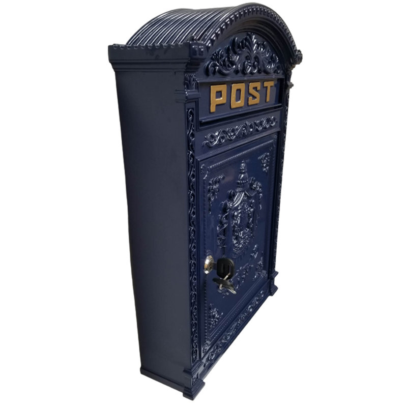 Sartre Wall Mounted Post Box, Blue