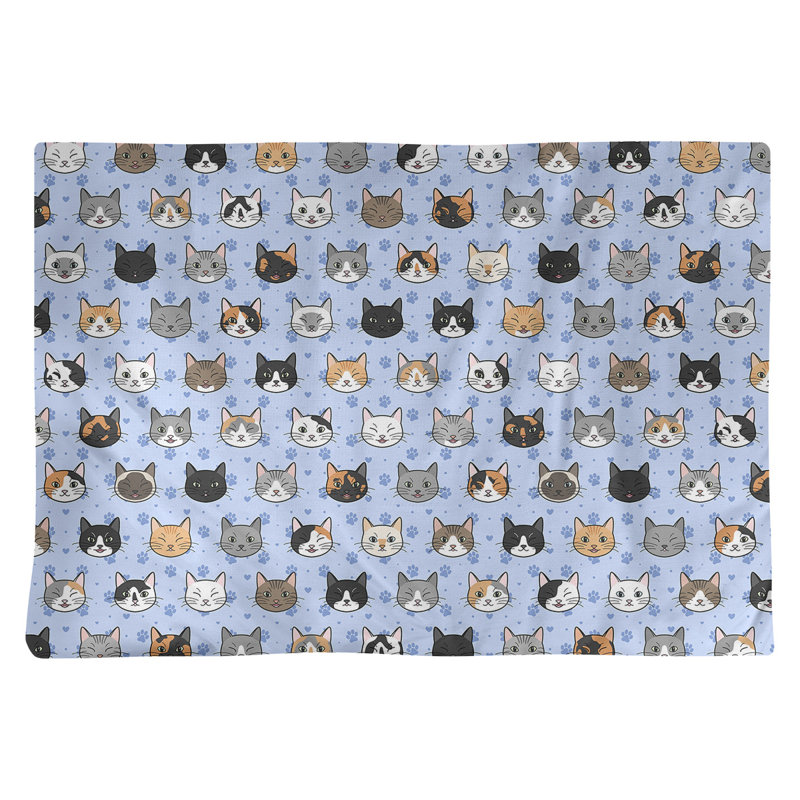 Napperon en coton 18 po Kitty Cat, Bleu