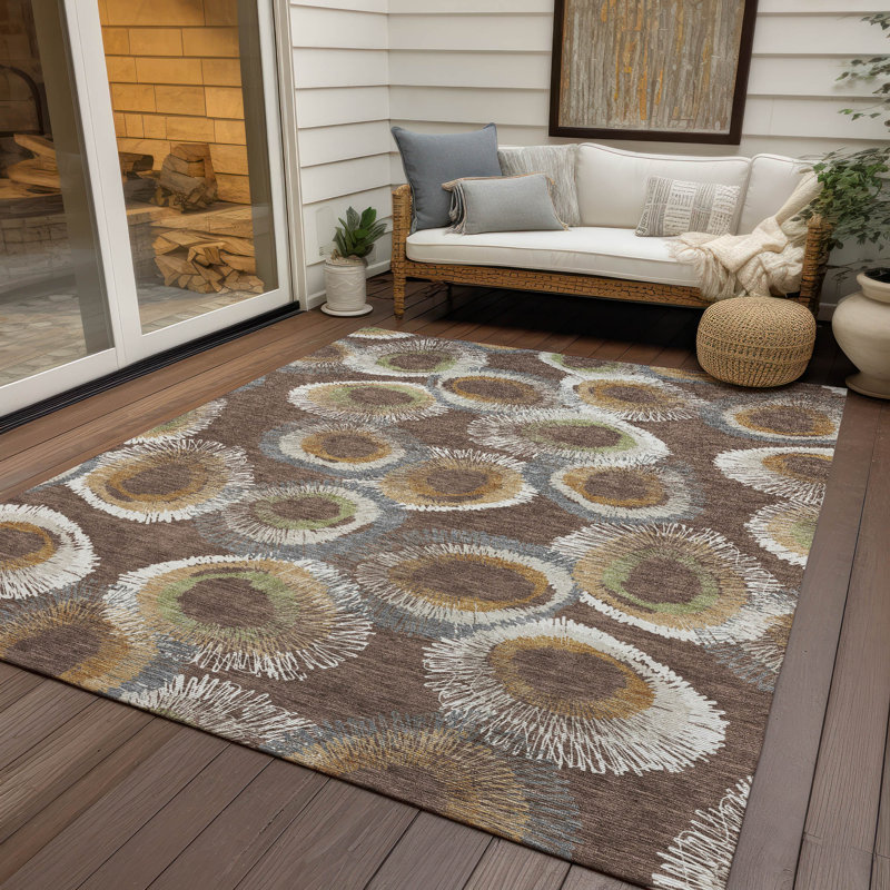 Machine Washable Indoor/Outdoor Corbin ACN2278 Geometric Rug, Rectangulaire 8 pi x 10 pi