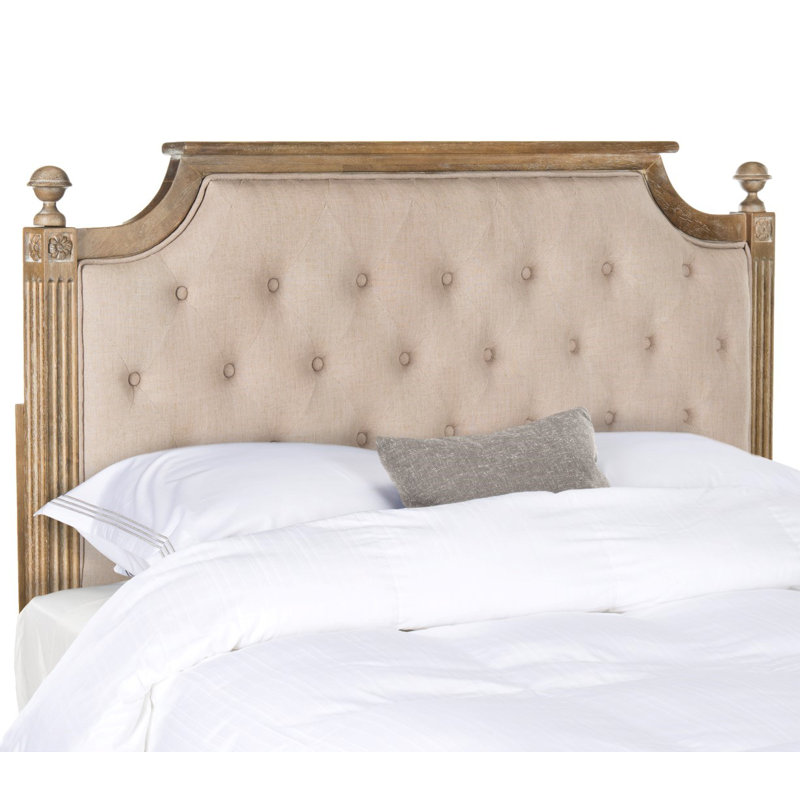 Beige Tufted Linen Upholstered Full Headboard