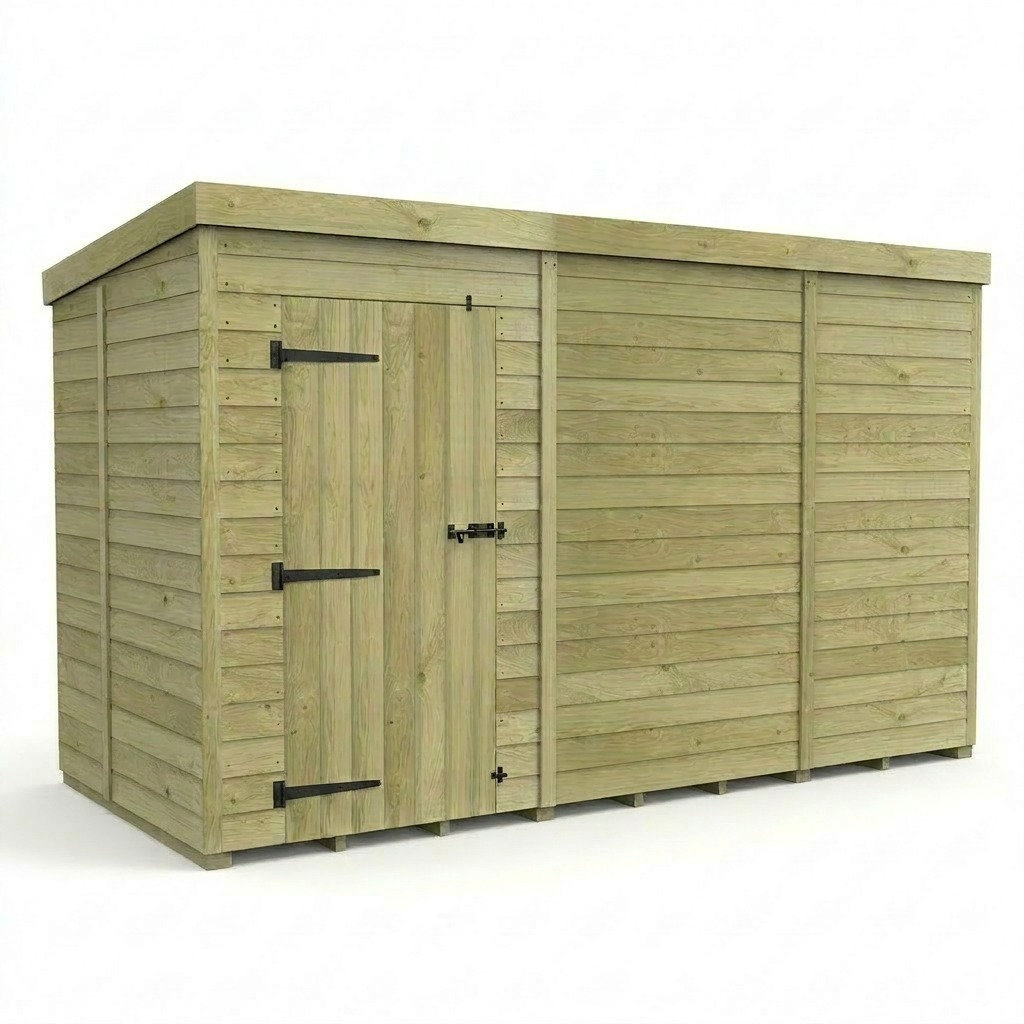 Total Sheds 11ft x 5ft Pent Garden Shed - Single Door - No Windows - Pressure Treated Timber - UK Manufactured