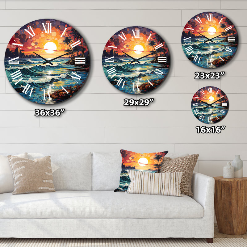 Beach Beach Vibes Pointillism III - Horloge murale plage, Petit