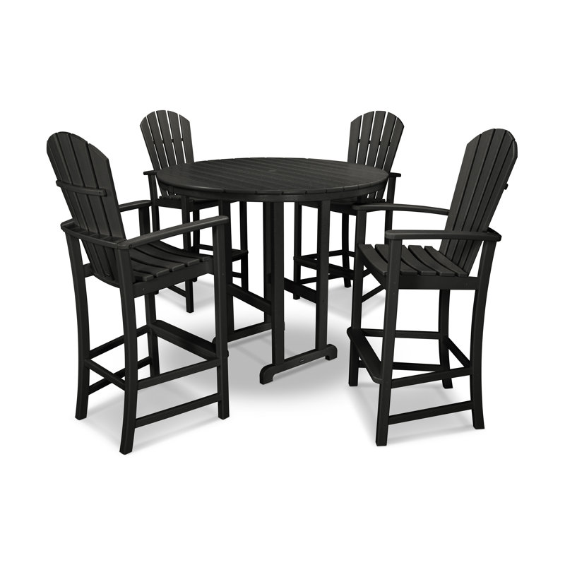 Ensemble de bar rond 5 pièces POLYWOOD Palm Coast, Noir