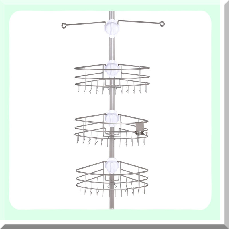 EasySlide Adjustable Height Shower Caddy with Rust-Resistant Shelves and Towel Bars