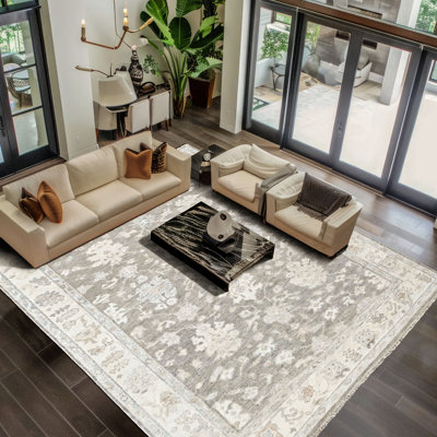 Tapis transitionnel gris Oushak