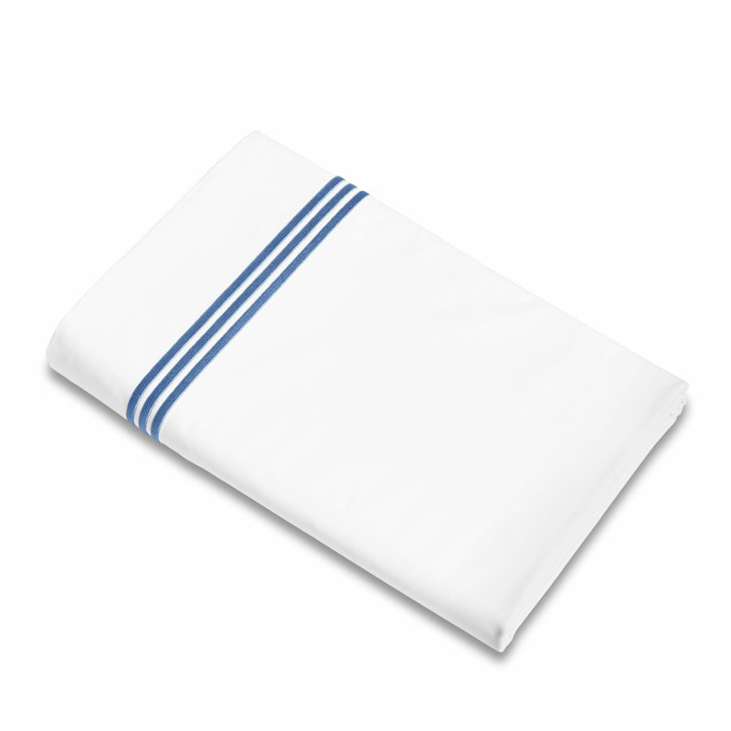 Platinum Flat Sheet, King Flat Sheet, White/Air Force Blue