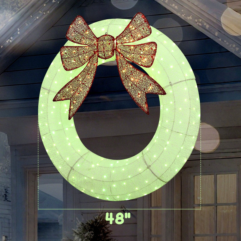 Décoration de couronne lumineuse avec DEL bicolore, couronne de Noël avec minuterie quotidienne, télécommande, 3.1 in x 48 in