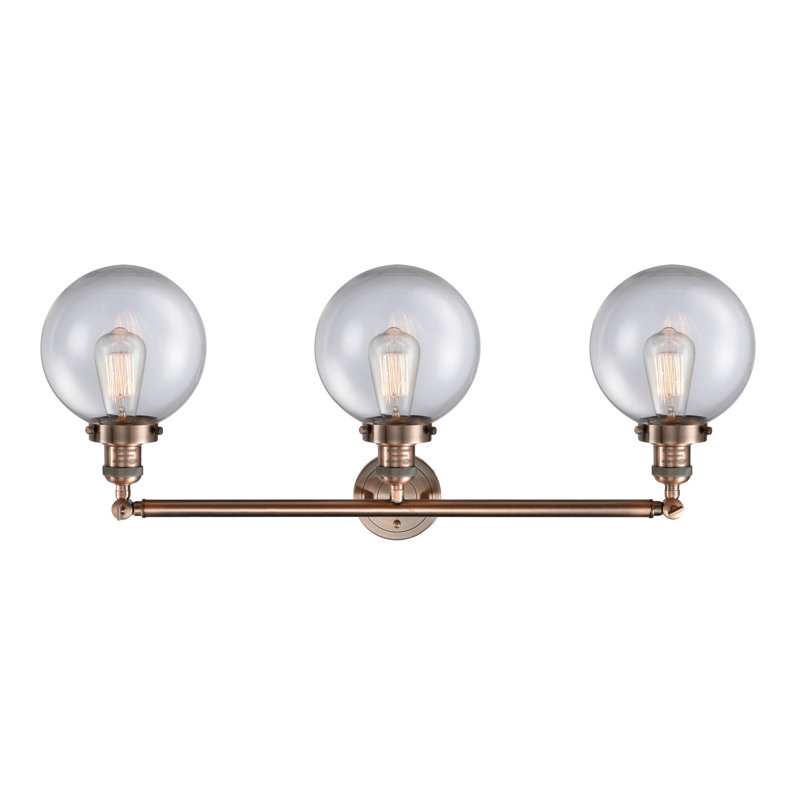 Lorri 3 - Light Vanity Light, LED, Clear, Antique Copper