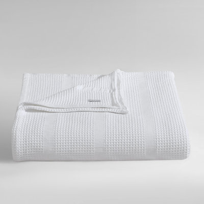 Calvin Klein Waffle Stripe Cotton Reversible Blanket