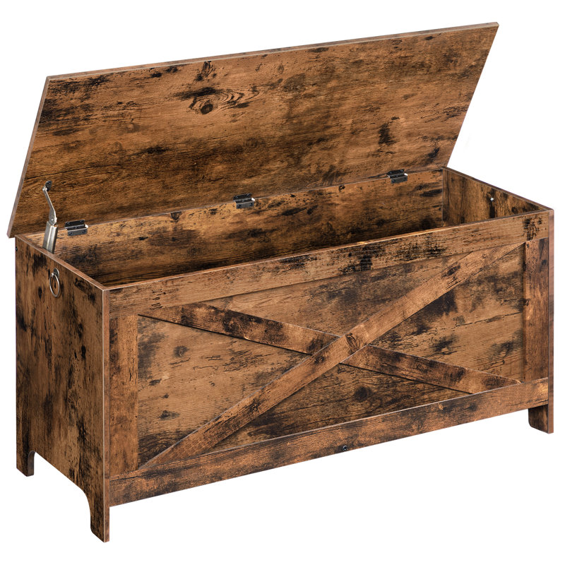 Mariet 39.4" Storage Chest with Safety Hinges, Rustic Brown