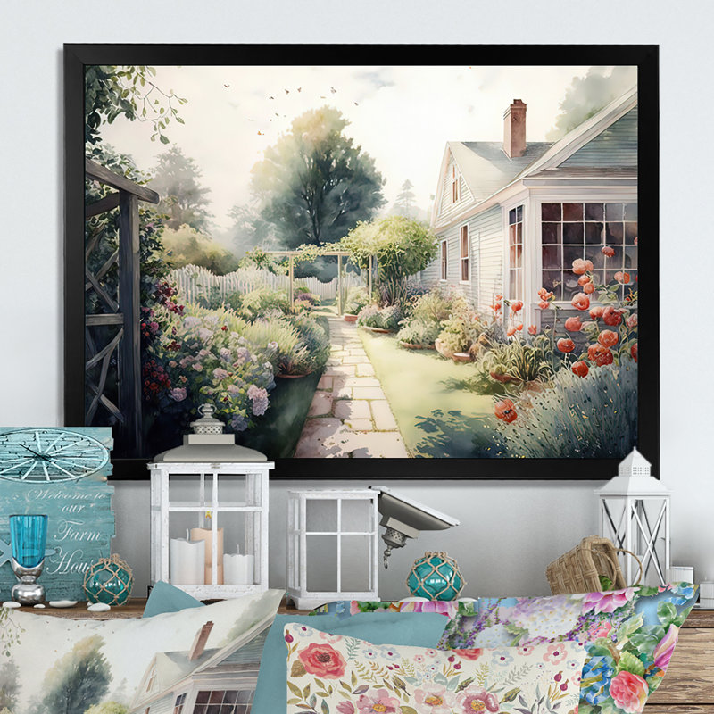«Fresh Garden at the Country I», reproduction sur toile, H 12 po x l 20 po x P 1 po, Cadre noir
