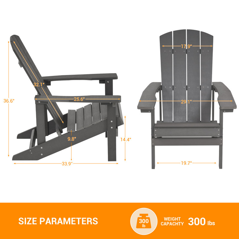 Bucareli Ergonomics Plastic Adirondack Chair, Gray