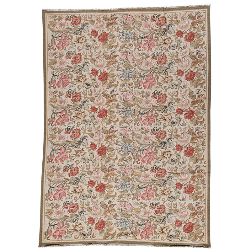 Tapis beige noué à la main de haute qualité