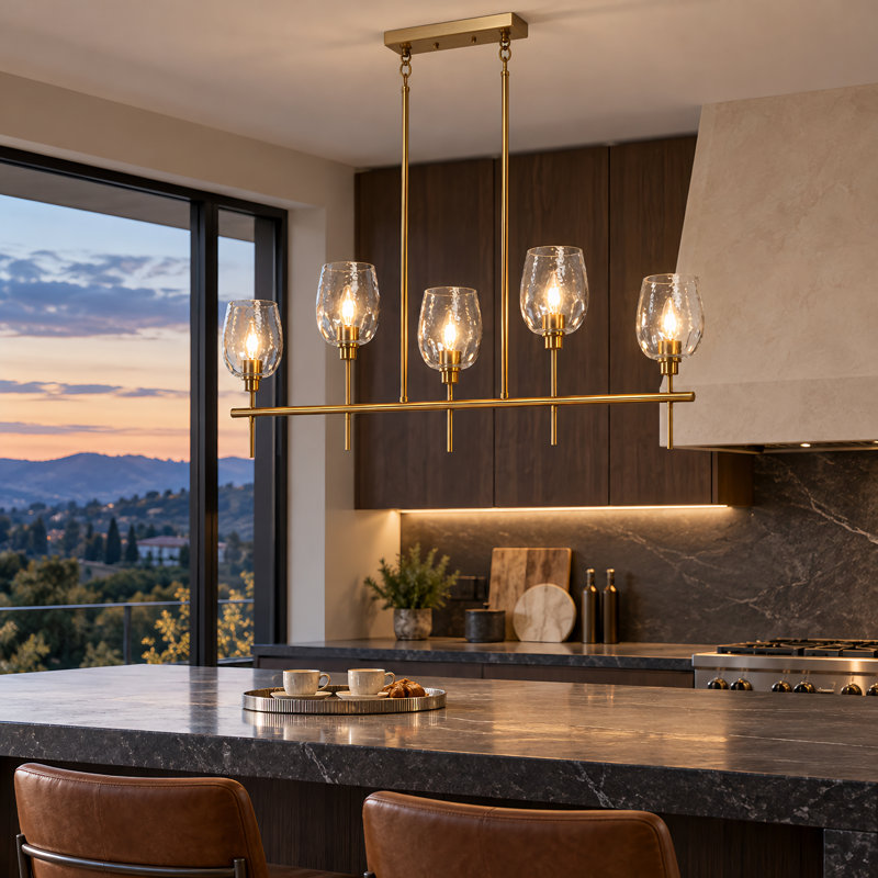 Luminaire suspendu pour îlot de cuisine à 5 lumières Adelgunde