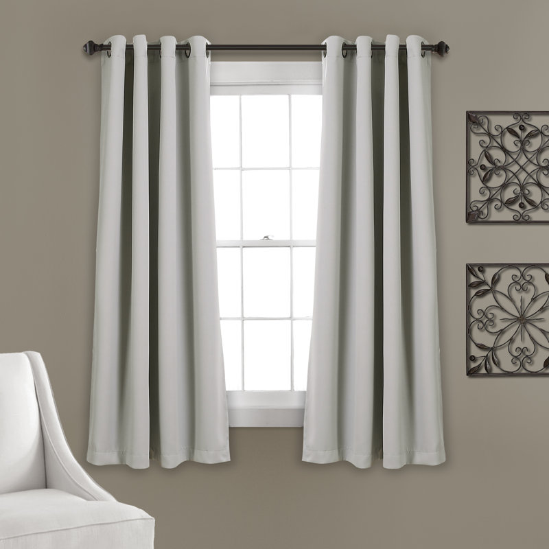 Insulated Blackout Curtain Pair, 52"W x 63"L, Light Gray