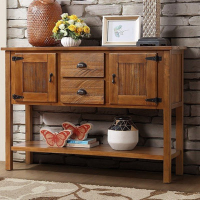 Durable Solid Wood Sideboard Storage Cabinet TV Stand With Wave Pattern, Perfect For Organized Living And Stylish Decor In Kitchen, Bedroom, Or Entryway.