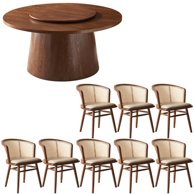 Nordic style solid wood round table set