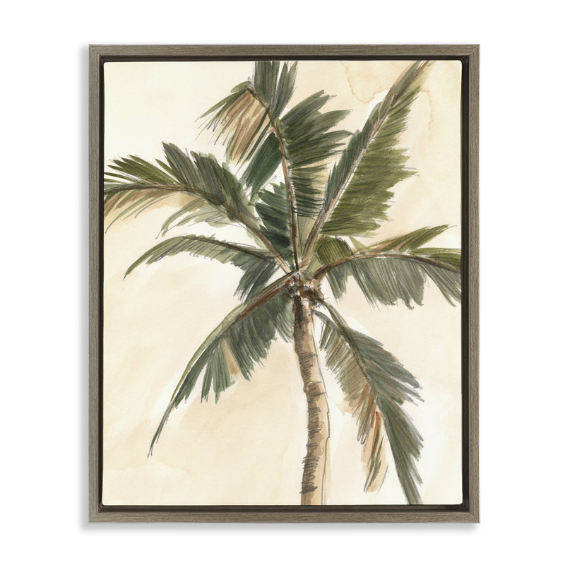 Art mural encadré «Mute Palm Tree» par Ethan Harper, H 31 po x l 25 po, Cadre flottant orme Montalcino