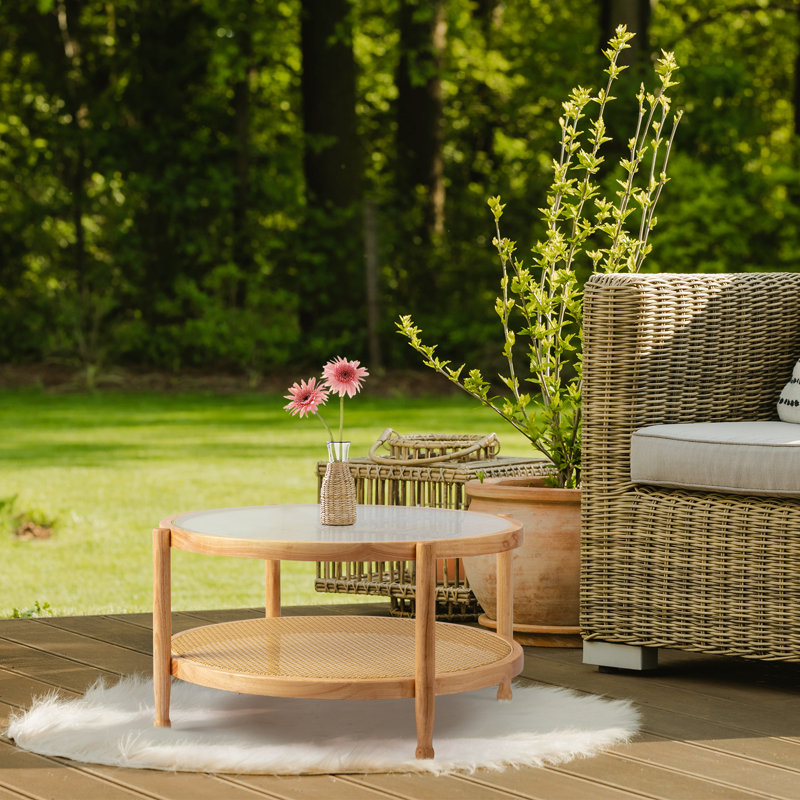 31.5In. Patio Wooden Side Table, Brown