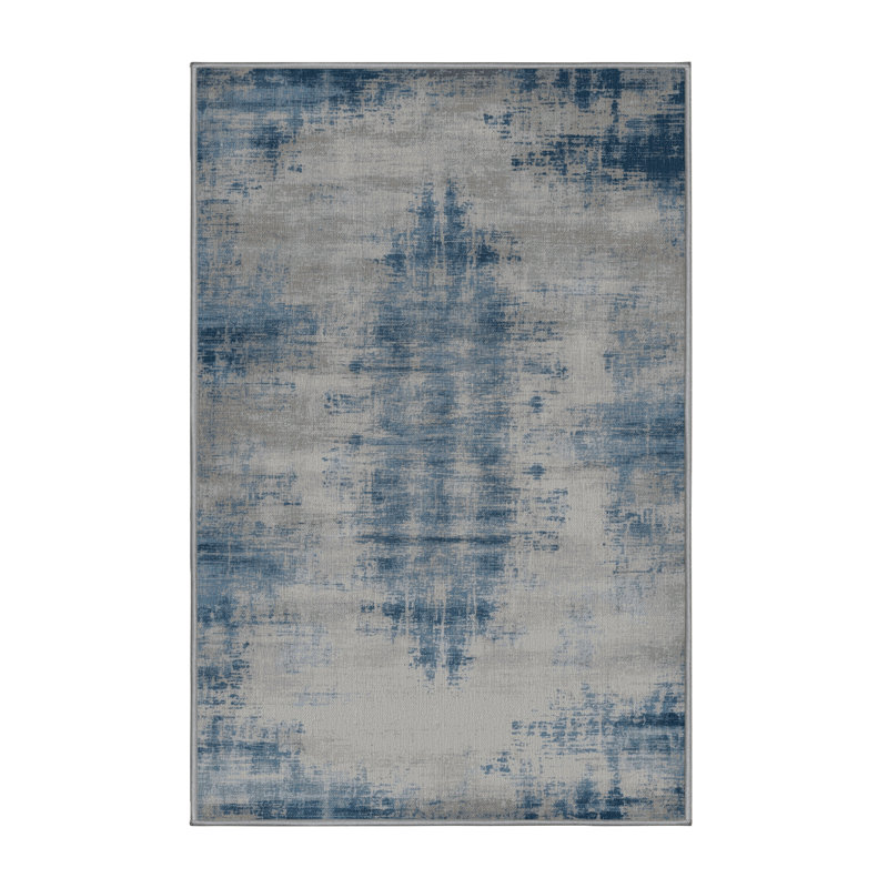 Machine Washable Abstract Gray Area Rug, Rectangle 2' x 3'