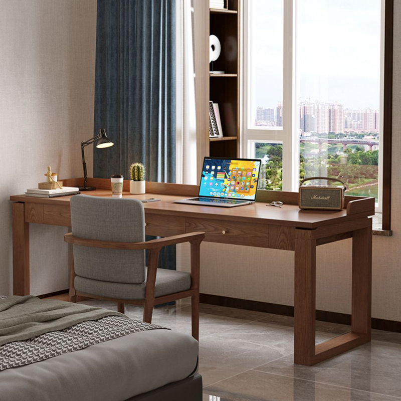 Bureau rectangulaire en bois massif avec tiroirs Walnut, H 29,53 po x l 70,87 po x P 23,62 po
