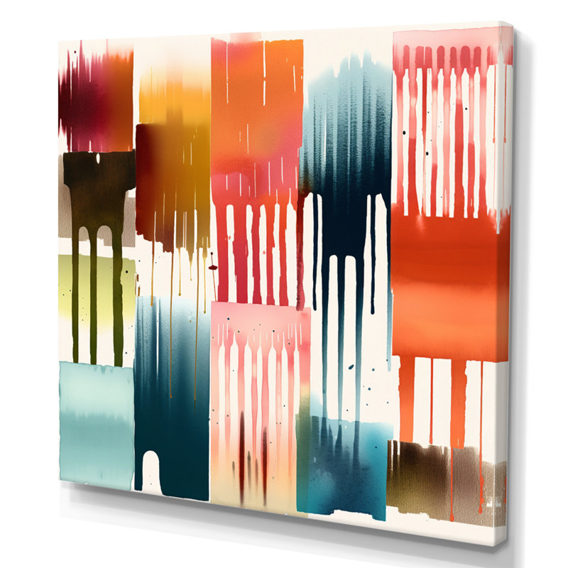 Orange et bleu, expressions artistiques I - impressions sur toile géométriques modernes, H 36 po x l 36 po x P 1,5 po