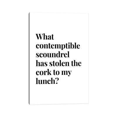 Contemptible Scoundrel Wine Cork An Bar Quote by Design Harvest - Wrapped Canvas Print