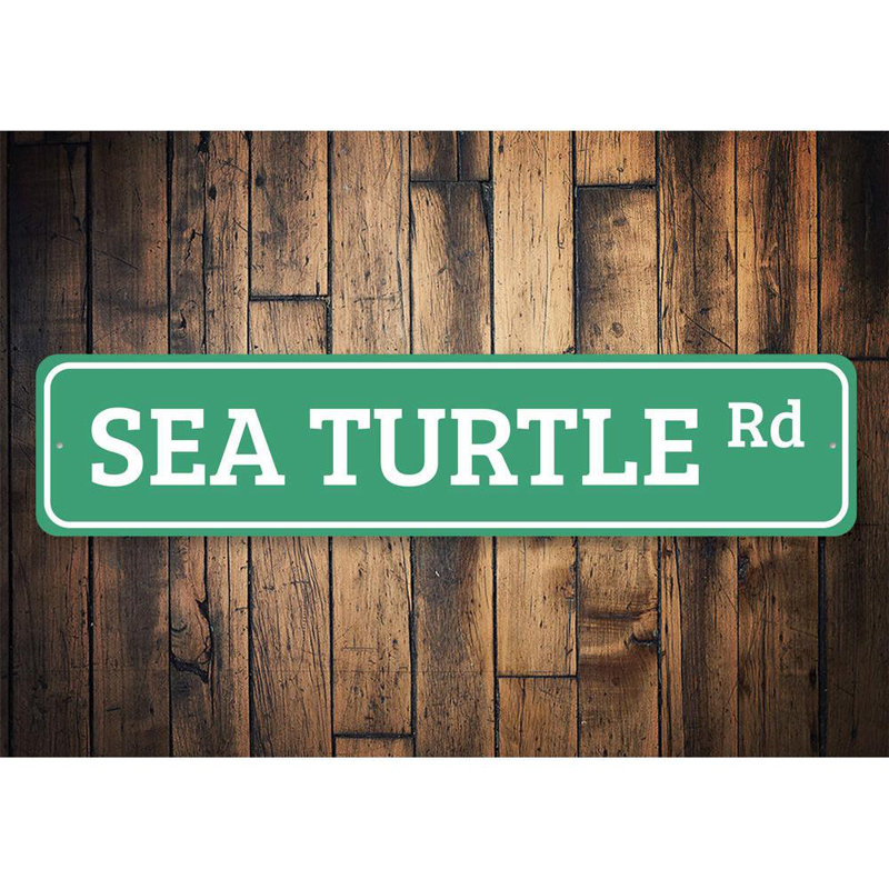 Plaque en aluminium Sea Turtle Road, H 4 po x l 18 po x P 0,04 po