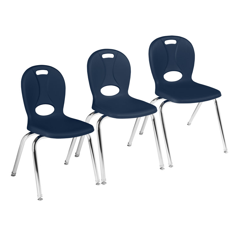 Structure Series Plastic Stacking Classroom Chairs with Contoured Seats (Set of 20), Navy, 12"