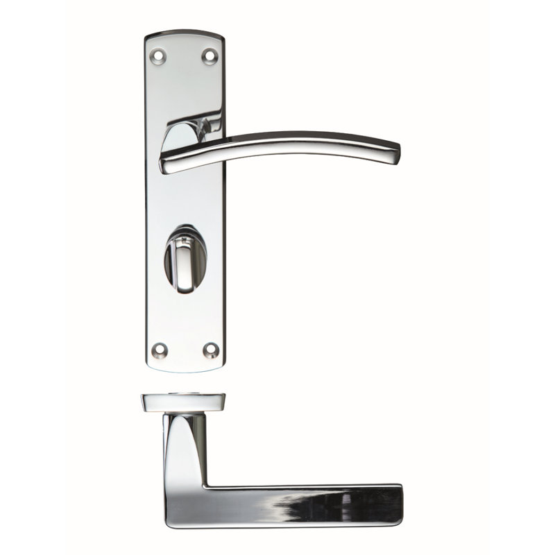 Toledo Bathroom Door Handle, Polished Chrome