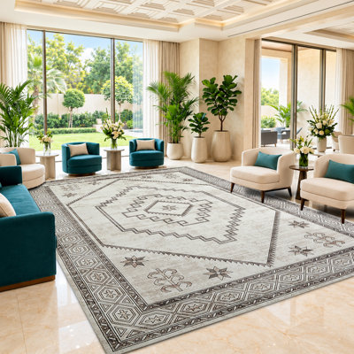 Rectangle Vintage Look Shaggy Indoor / Outdoor Washable Area Rug