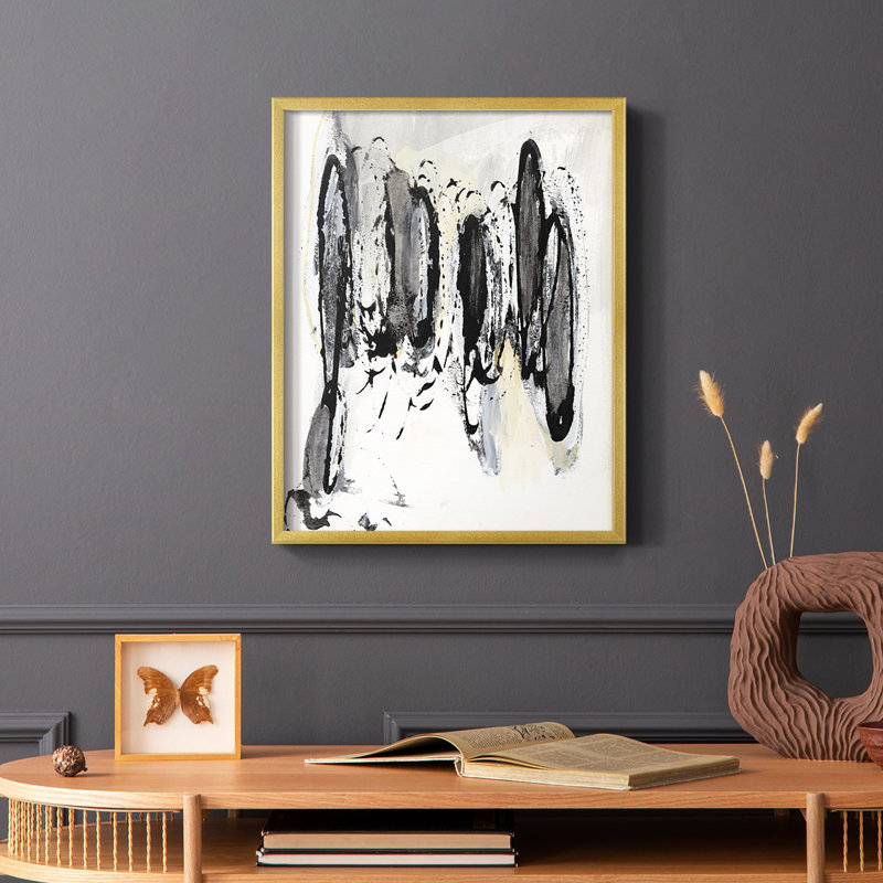 Gray Scribbles I, reproduction encadrée - bois massif, Or, H 28 po x l 22 po