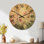 Très grande horloge murale en bois à motif floral - Fleurs printanières claires