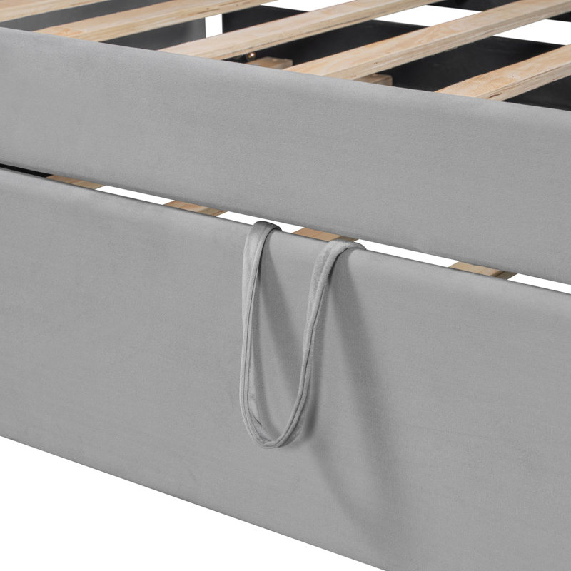 Twin Size Velvet Upholstered Daybed With Pop Up Trundle, Gray, Gray