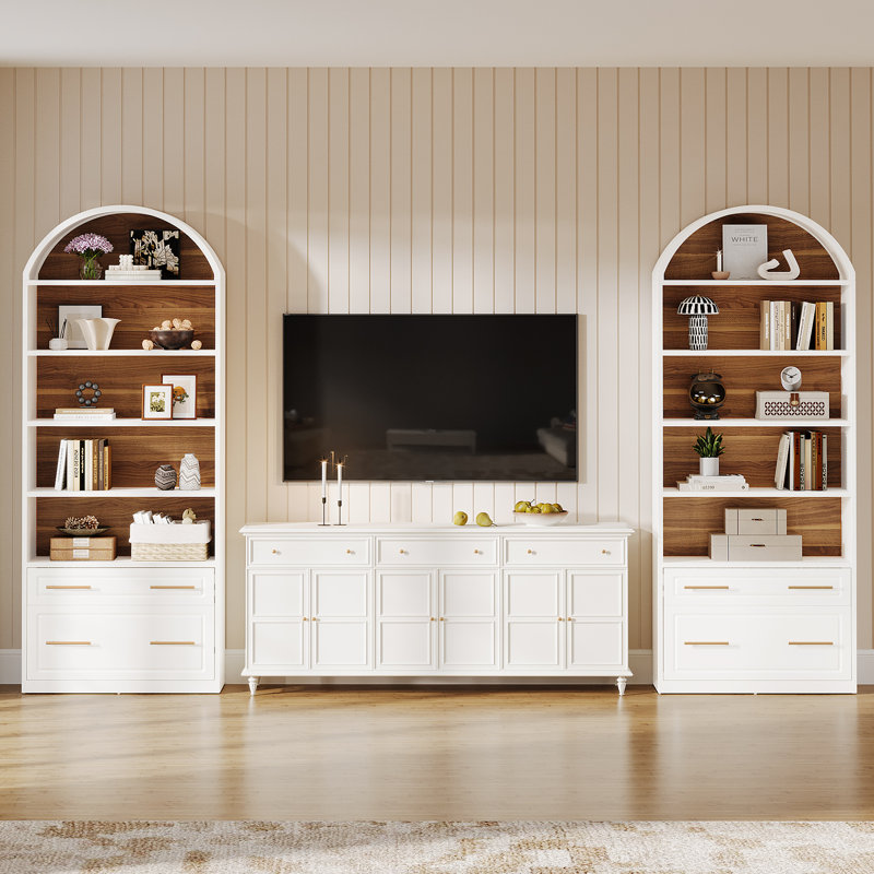 78.77'' Tall Bookcase With Drawers, White
