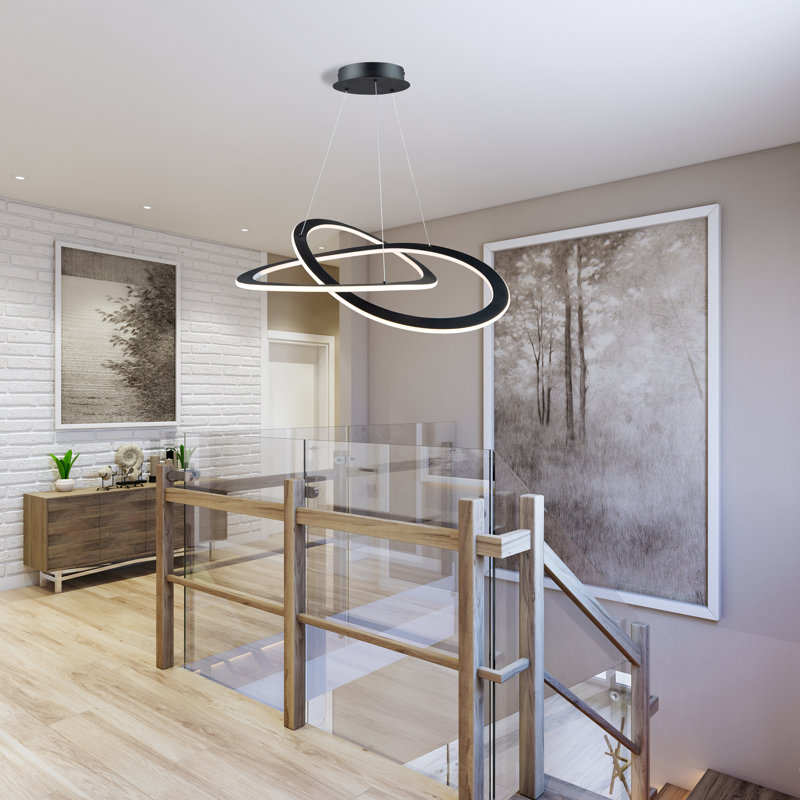 Luminaire suspendu géométrique Spoutnik 2 lumières Wave, H 60 po x l 25,6 po x P 26,8 po