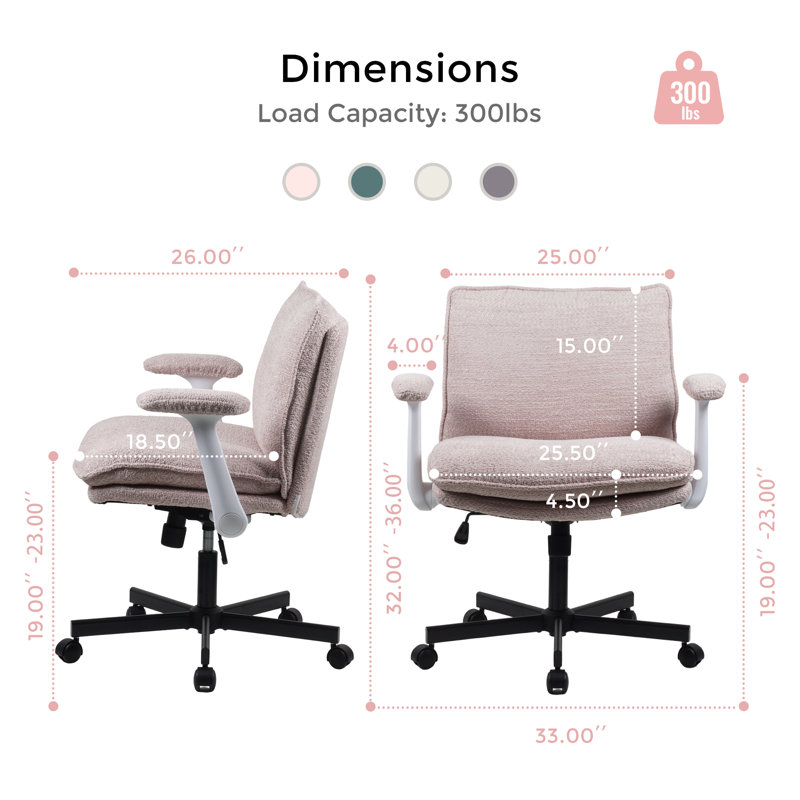 Criss Cross Office Chair with Lumbar Support & Flip-Up Armrests, Pink