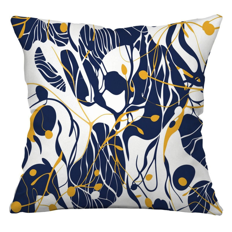 Coussin décoratif réversible à motif floral, H 16 po x l 16 po