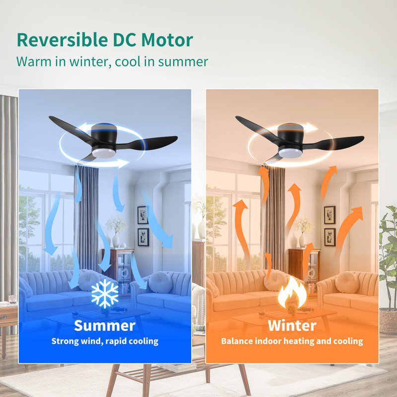 Ventilateurs de plafond encastrés intelligents de 42 po avec éclairage à distance, moteur à courant continu silencieux, ventilateur de plafond intérieur à profil bas pour l'extérieur, commande avec application Alexa Alexa, gradation, pales en ABS, 