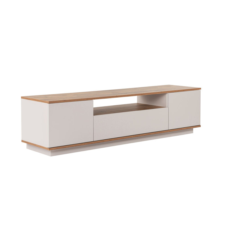 Meuble télé moderne en cachemire et pin atlantique 70,9 po x 17,6 po x 17,6 po | 100% panneau de particules enduit de mélamine, épaisseur: 0,7 pouce | Design scandinave, élégant et fonctionnel pour les salons et les centres de divertissement