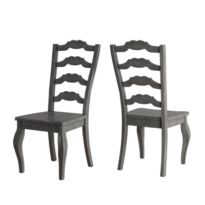 Chaise d'appoint en bois massif avec dossier en échelle Fortville
