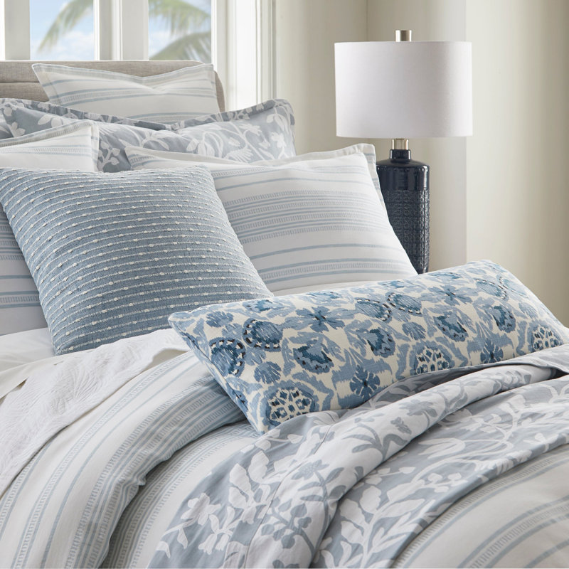 McKenzie Printed Cotton Pillow Made-To-Order, Rectangle 14"H x 36"W, Denim