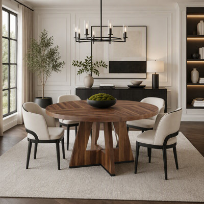  47" Farmhouse Wooden Dining Table with X/Cross Legs Base for 4 People (Only Table)