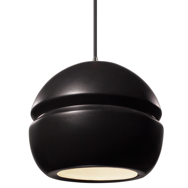 Luminaire suspendu à 1 lumière Logan, Nickel brossé, Noir mat carbone