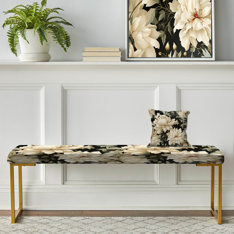 Banc rembourré or, Ethereal Rococo Flourish Victorian Pattern XXVIII