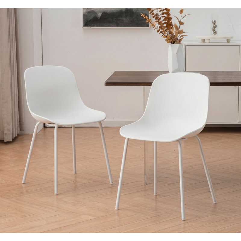 Chaises de salle à manger sans accoudoirs Meli, Blanc