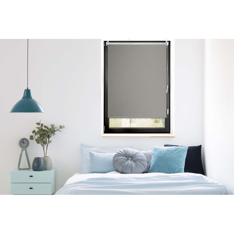 Smart Blackout Roll-Up Blind, Grey, 150cm L x 120cm W 